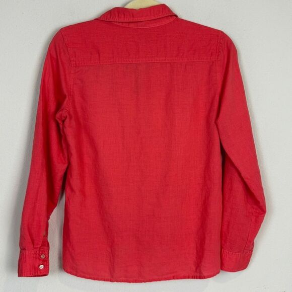 Max Edition Tie Front Button Down Linen Blend Convertible Sleeve Shirt S - Picture 4 of 7